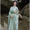 Hanfu de style chinois pour femmes des dynasties Wei et Jin, col croisé, manches larges, costume jupe une pièce