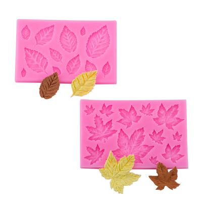 2Pcs/Set 3D Leaf Mold Cake Silicone Mould  for Cake Cupcake Soap Wax Candle Chocolate Mold