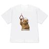 Funny Working Cat Hamster Meme with Headphone Print T-Shirt Korean Cute Summer Short Sleeve Casual Street Cheap Women's Clothing