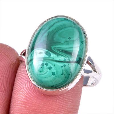 Natural Malachite Gemstone 925 Solid Sterling Silver Jewelry Ring Size 10 P1E16