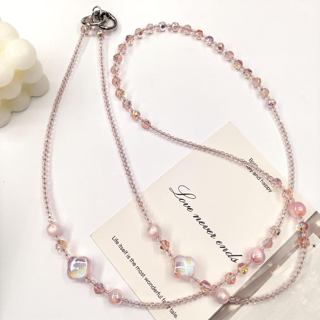 Korean Cat Eye Crystal Beaded Phone Chain & Crossbody Lanyard