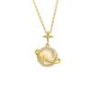 Ins Style Star Planet Moon White Chalcedony Pendant Necklace 925 Silver Chain Light Jewelry for Women