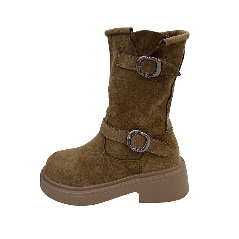 Martin Boots Women's Spring and Autumn Single Boots with Skirt British Style 2025 New Thick-soled Buckle Boots Stacking Locomotive Short Boots
