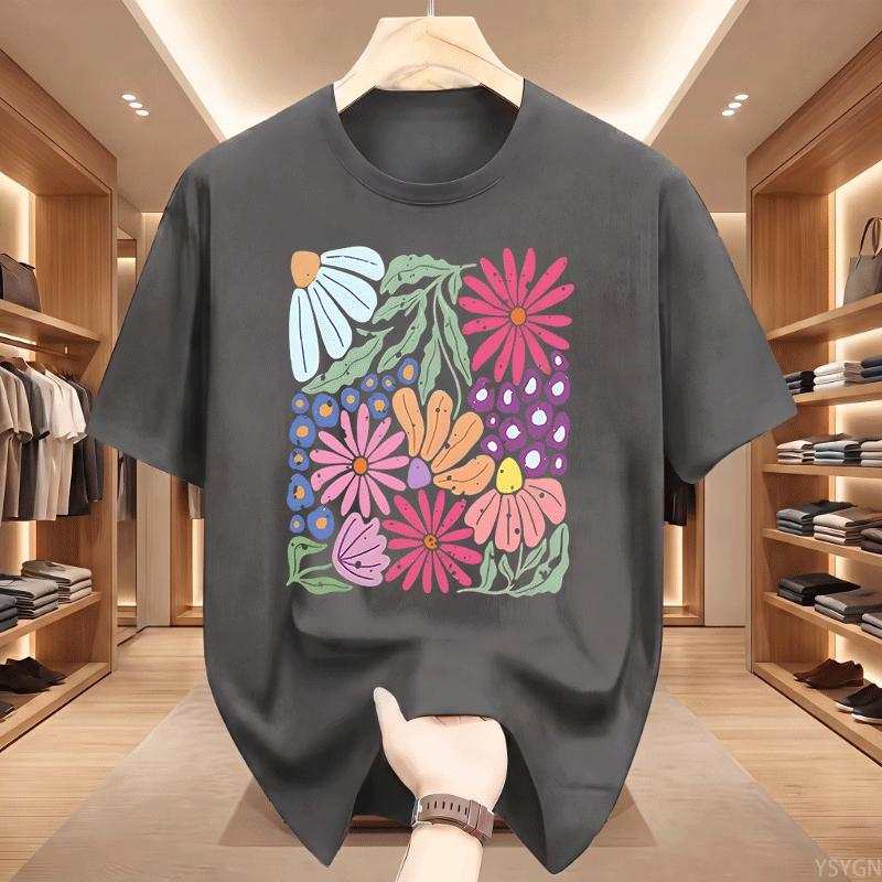 Trendy Boho Floral Tshirt Soft Flower Graphic Tshirt Cute Spring Garden Botanical Top Summer Short Sleeve Unisexs Clothing Tops