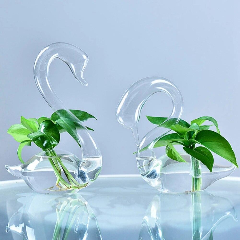 Creative Home Swan Transparent Vase Lucky Pure Grace Decoration Valentine's Day Ornament