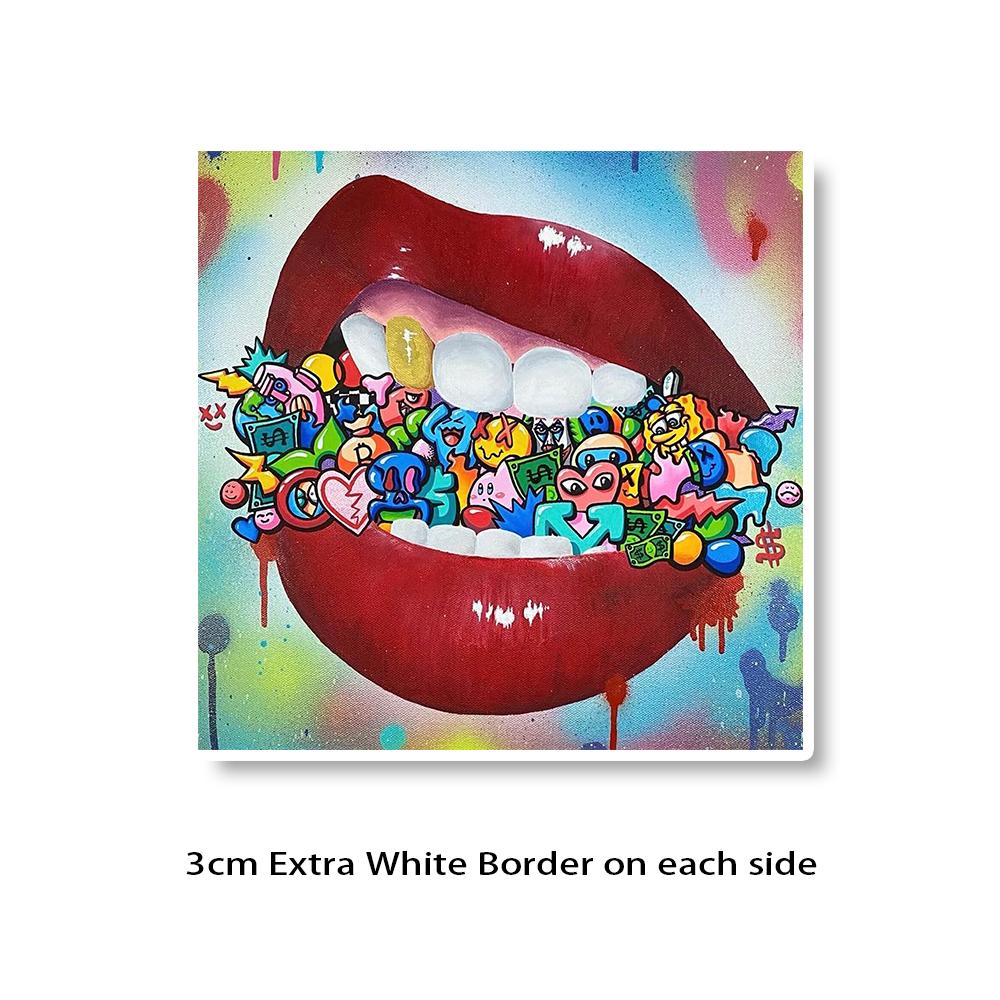 

Холсты с абстрактными красными губами большого размера, мультяшное искусство красных губ, поп-арт постер, декор стен для общежития, гостиной, без рамы 20x20cm No Frame