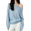 Korean Style Off-the-Shoulder Slimming Knit Top - 2026 Autumn Collection for Women