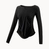 Autumn V-neck long-sleeved women's yoga casual T-shirt quick-drying top outdoor sports fitness dance clothes slim and thin