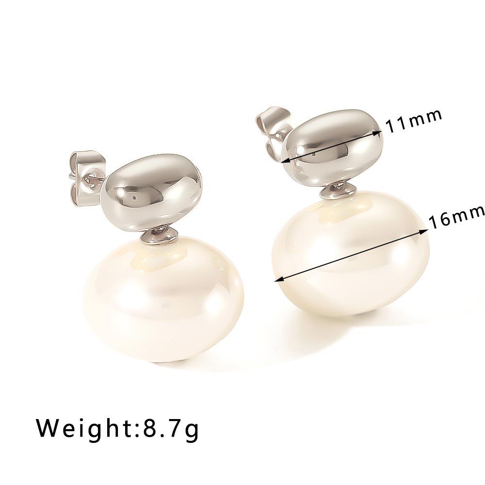 

Stainless Steel Drop Earrings For Women Pearl Charm Pierce Ear Stud Accessory
