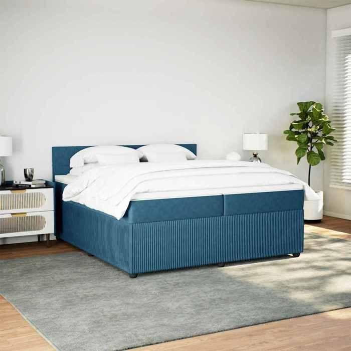 Maison Exclusive - Sommier à lattes de lit et matelas Bleu 200x200 cm velours