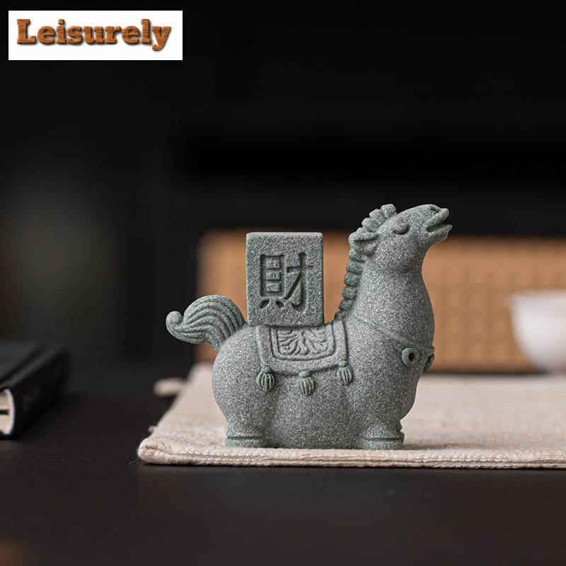 Kreative Glücksbringende Reichtum Grüner Sandstein Tee-Haustier Ästhetisches Aquarium Landschaftsgestaltung Tee-Figur Spielzeug Tee-Statue Ornamente