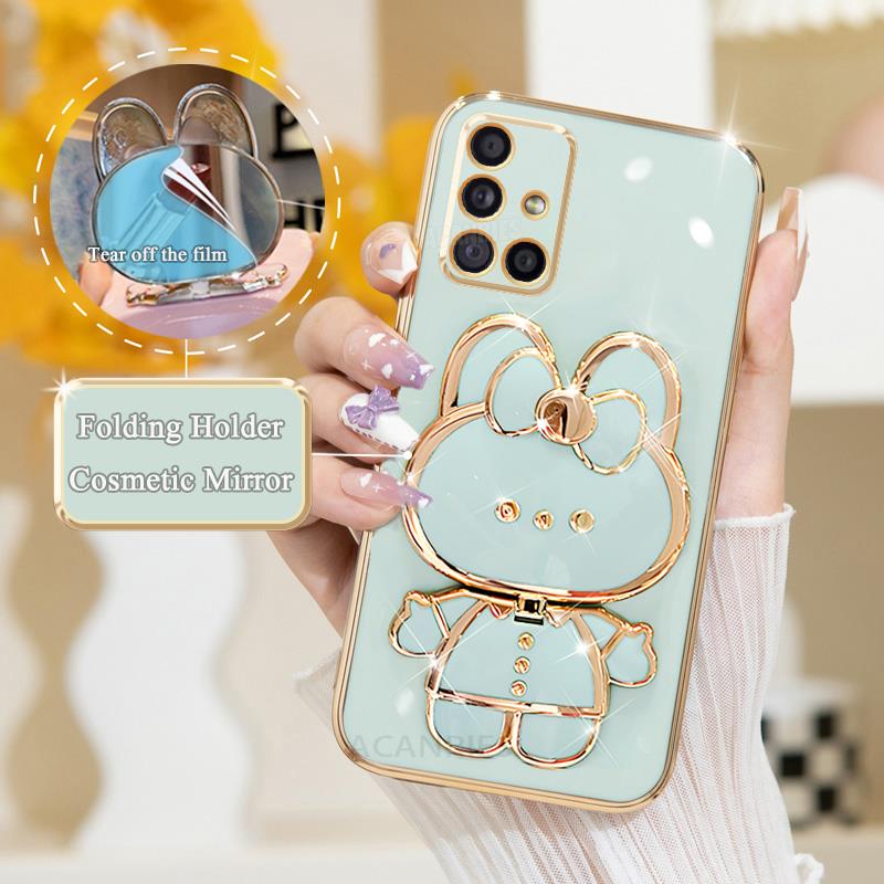 

A 51 31 71 12 Роскошный чехол-держатель для зеркала с покрытием для Samsung Galaxy A51 A71 4g A31 A21s A12 A22 Силиконовый чехол-подставка M51 M31 M30s A51 4G