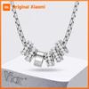 Vnox Stainless Steel Circle Zircon Pendant Necklace for Men, Silver Color Adjustable Chain Hip Hop Necklaces Fashion Jewelry New