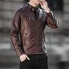 Lederjacke Herren Herbst und Winter Lokomotive Lederjacke Koreanische Version Slim Fit Samt Verdickt Vielseitige Herrenbekleidung