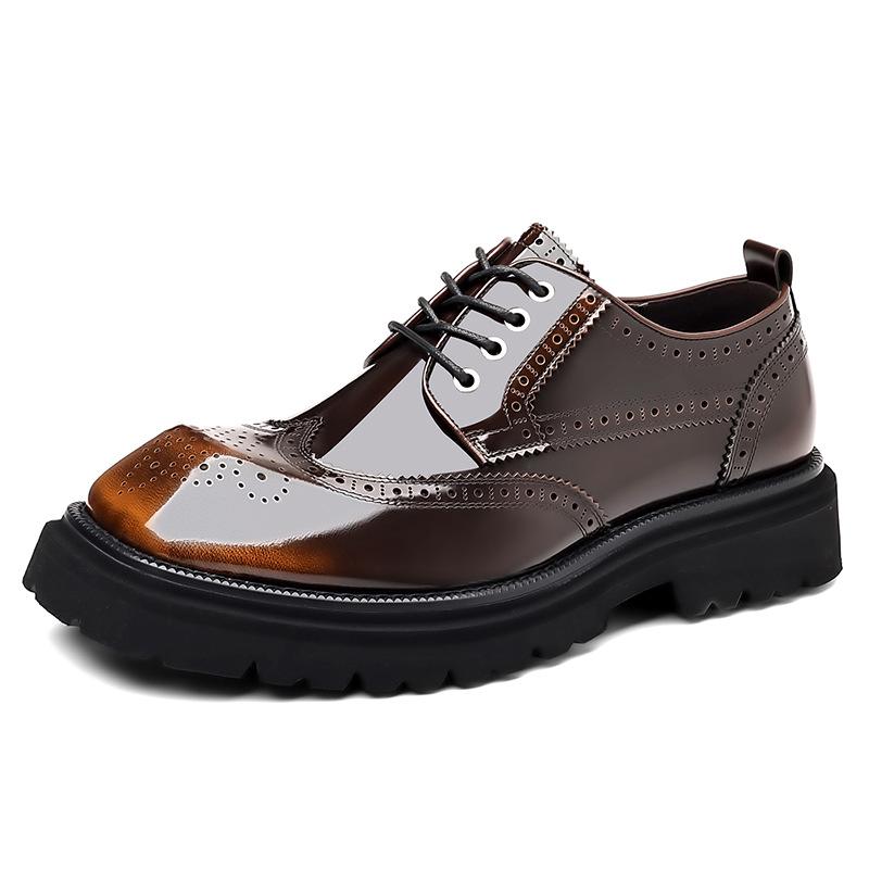 

Мужские ретро броги из натуральной кожи, увеличивающие рост, деловые повседневные туфли 42 коричневый