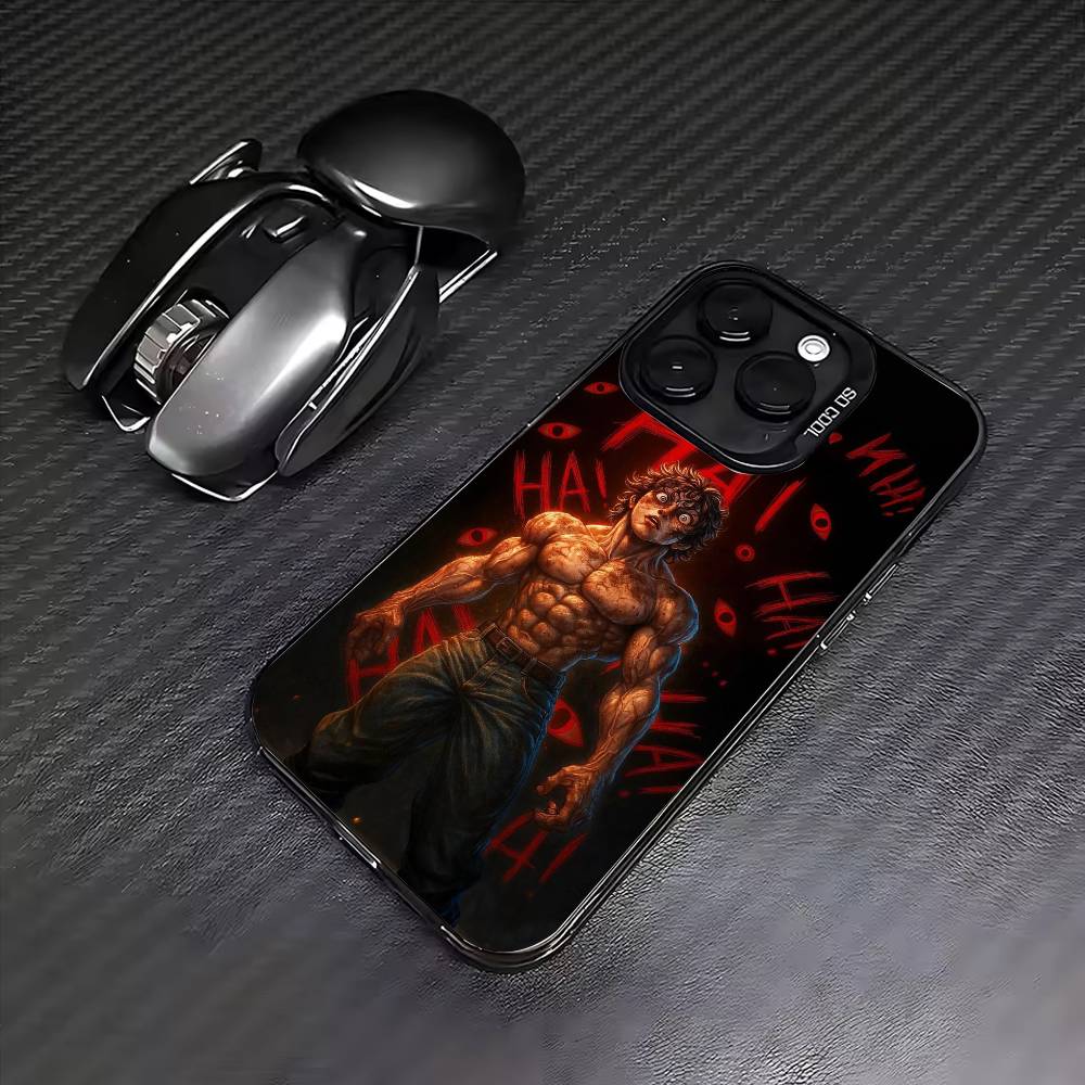 Anime B-Baki Hanma Phone Case For iPhone17,16,15,14,13,12,11 Plus,Pro Max Colored Silver Plated Inside Cover