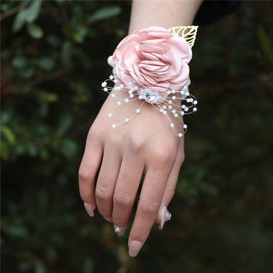 Yousheng Rose Wrist Corsage Boutonniere Fine Workmanship Rhinestone Corsage Elegant Wedding Flower Accessories