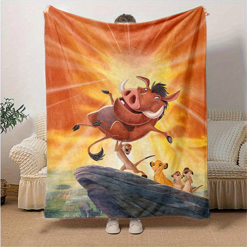 1pc. Cartoon Lion King Simba Timon Pumbaa Blanket, Soft Warm Throw Blankets for Bed Couch Sofa, Suitable for All Seasons, Perfect Home Decor