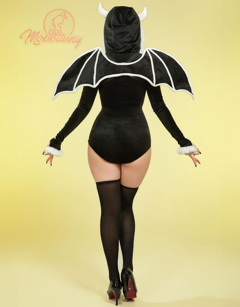 Mobbunny Gotik Güzellik Kurukafa İskelet Sevimli Kıyafet Siyah Kadın Kostümü, Cosplay, Anime, Oyun, Ev Giyim, Pijama, Body, Leotard, Kapüşonlu, Baskılı,