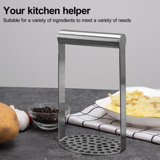 Kartoffelstampfer aus Edelstahl, ergonomischer Griff, Küchenstampfer, Werkzeug, spülmaschinenfest, rostfrei, Obststampfer