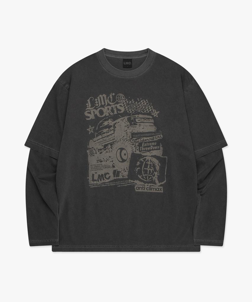 LMC Overdyed Layered Long Slv Tee Black