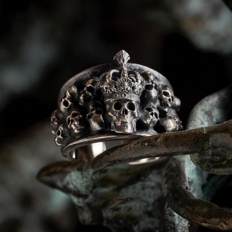 Adjustable Open Skull Ring Men Women Vintage Punk Rock Gothic Style Copper Jewelry With Electroplated Finish