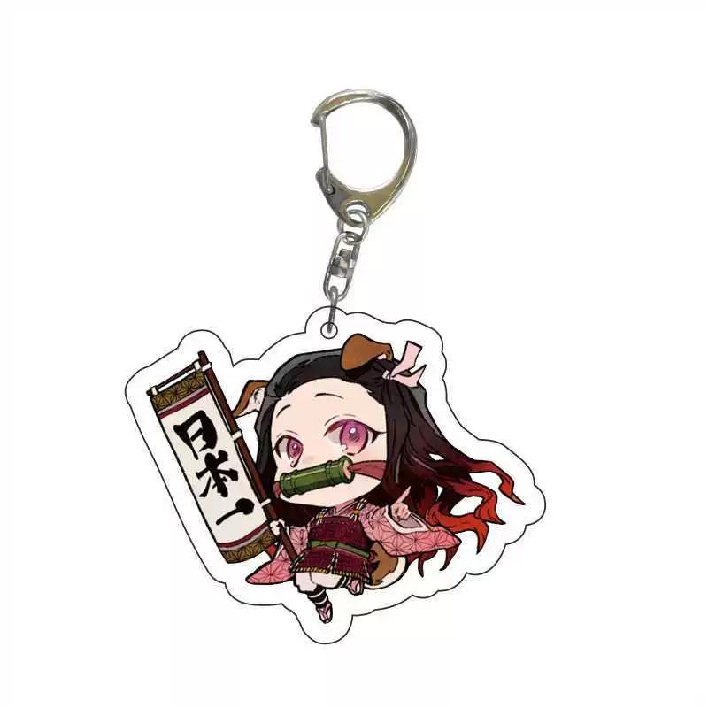 Keychain Pendant Anime Demon Slayer Kimetsu No Yaiba Kamado Tanjirou Double Sided HD Bag Pendant Gift For Fans Cosplay Props Jewelry Gift