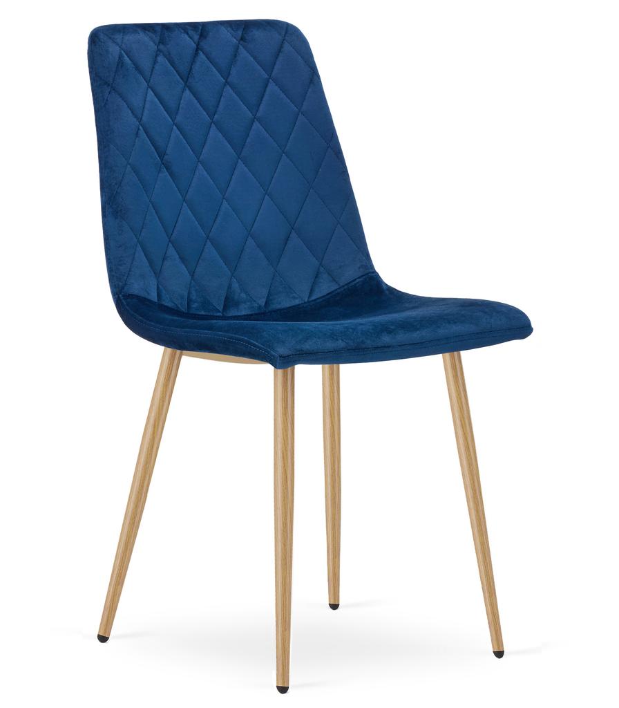 Turin Chair - Navy Blue Velvet / Wood-Colored Legs X 1