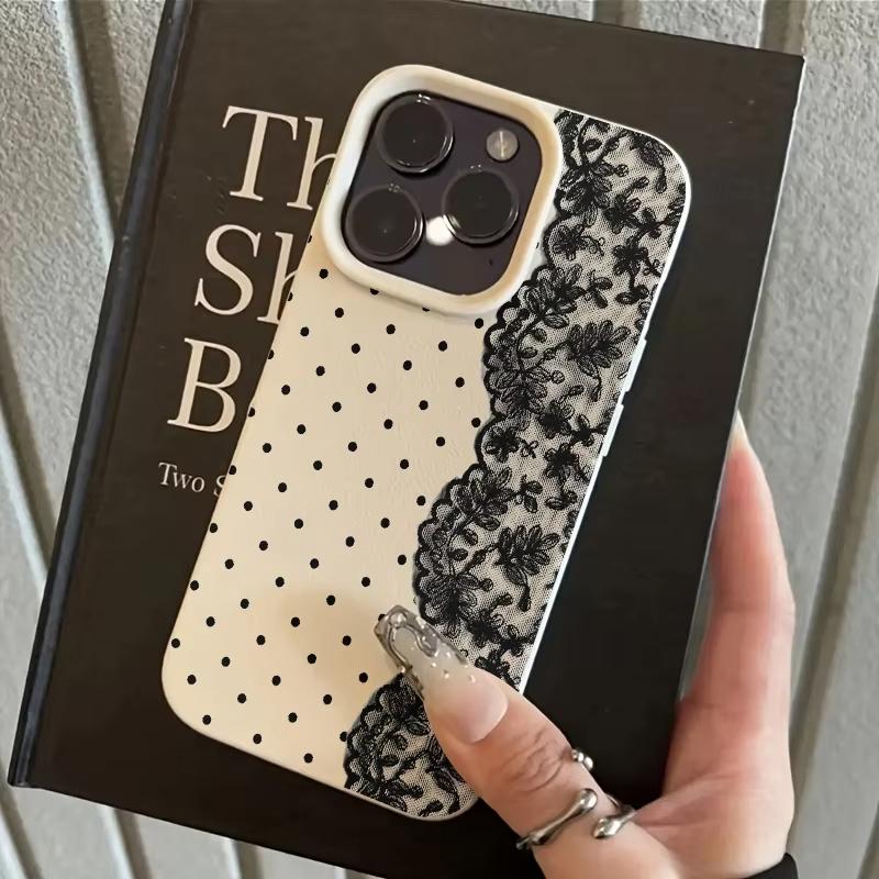 Polka Dot Floral Lace Pattern Phone Case For iPhone 17 Pro Max 16 15 14 13 12 11 XS Max X XR 15 14 Plus 17 Air Soft Back Cover