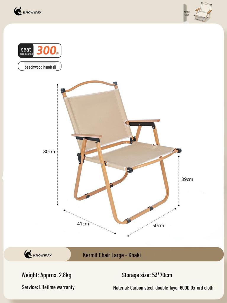 Kermit Outdoor Folding Camping Picnic Chair: Portable, Lightweight, Leisure Stool