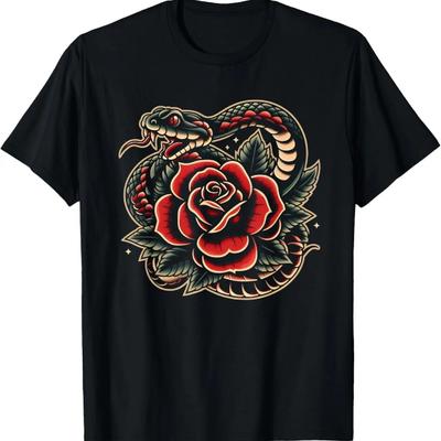 Snake And Rose Traditional Tattoo Artist Tattooist T-Shirt
