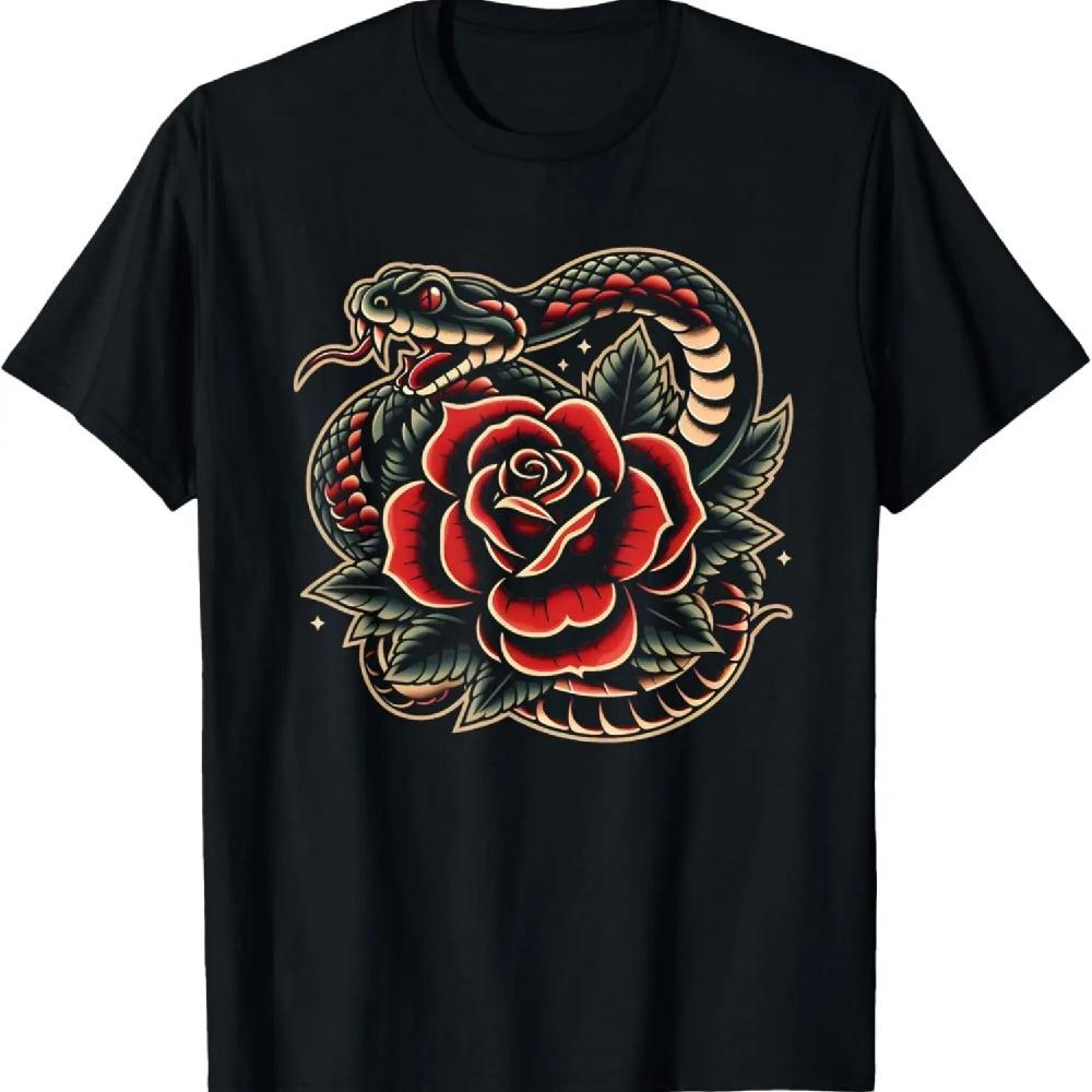 

Snake And Rose Traditional Tattoo Artist Tattooist T-Shirt S