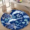 1PC Ocean Life Office Round Area Rug, Mat Suitable For Office, Under Office Chairs Bedroom Living Room Home Decor, Room Deco