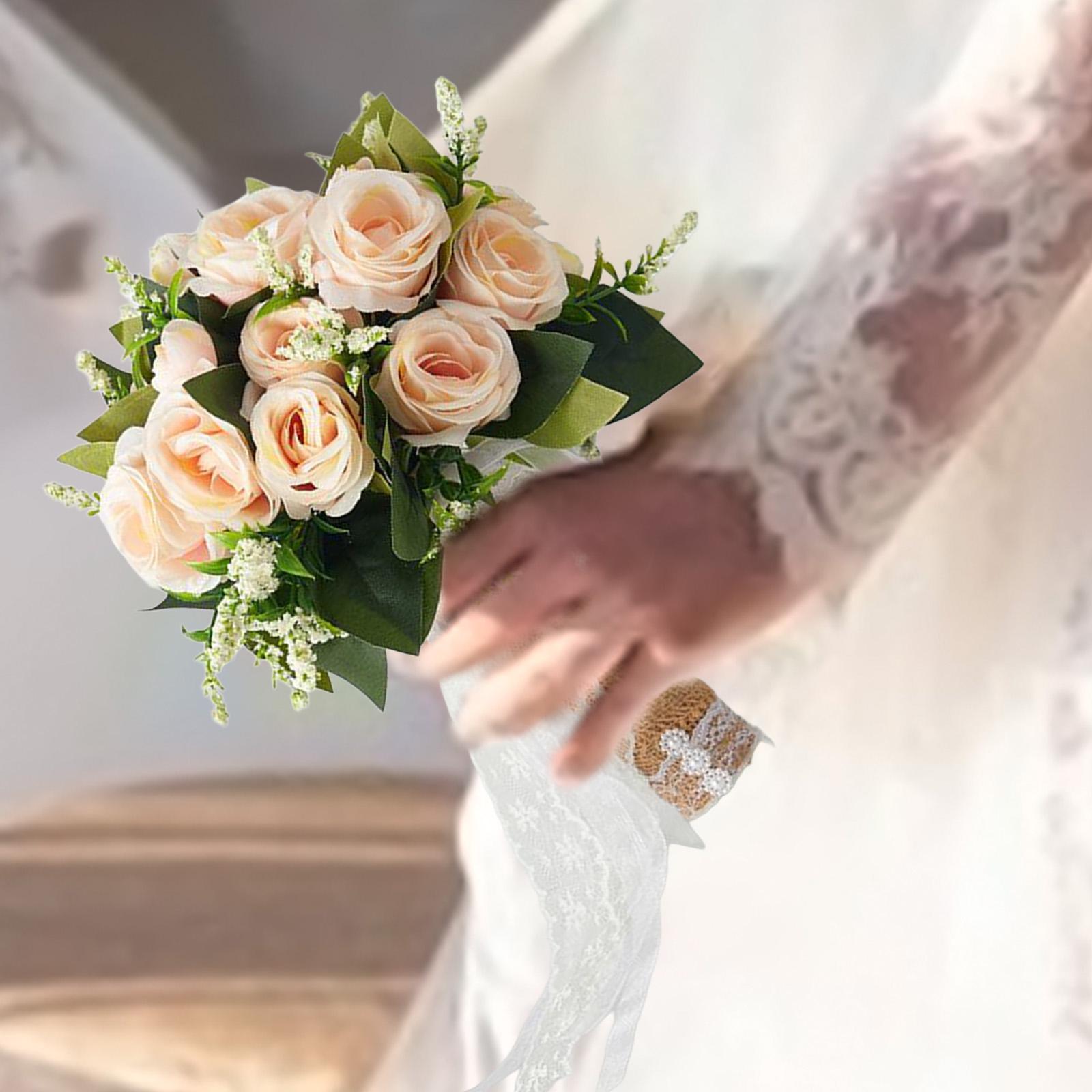 

Wedding Bouquet for Bride Realistic Artificial Rose Flowers Faux Floral for Festival Valentine s Day Holiday Party Anniversary