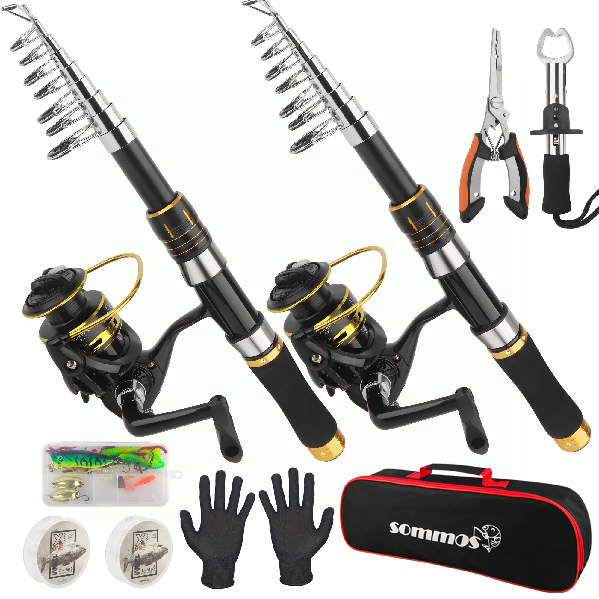 

of Fishing Carbon Rod Casting Spinning Fishing and Storage Bag Suitable for and Freshwater and [Set 2] Set 2.1m Rod, Reel, Pliers, Grip, Gloves,