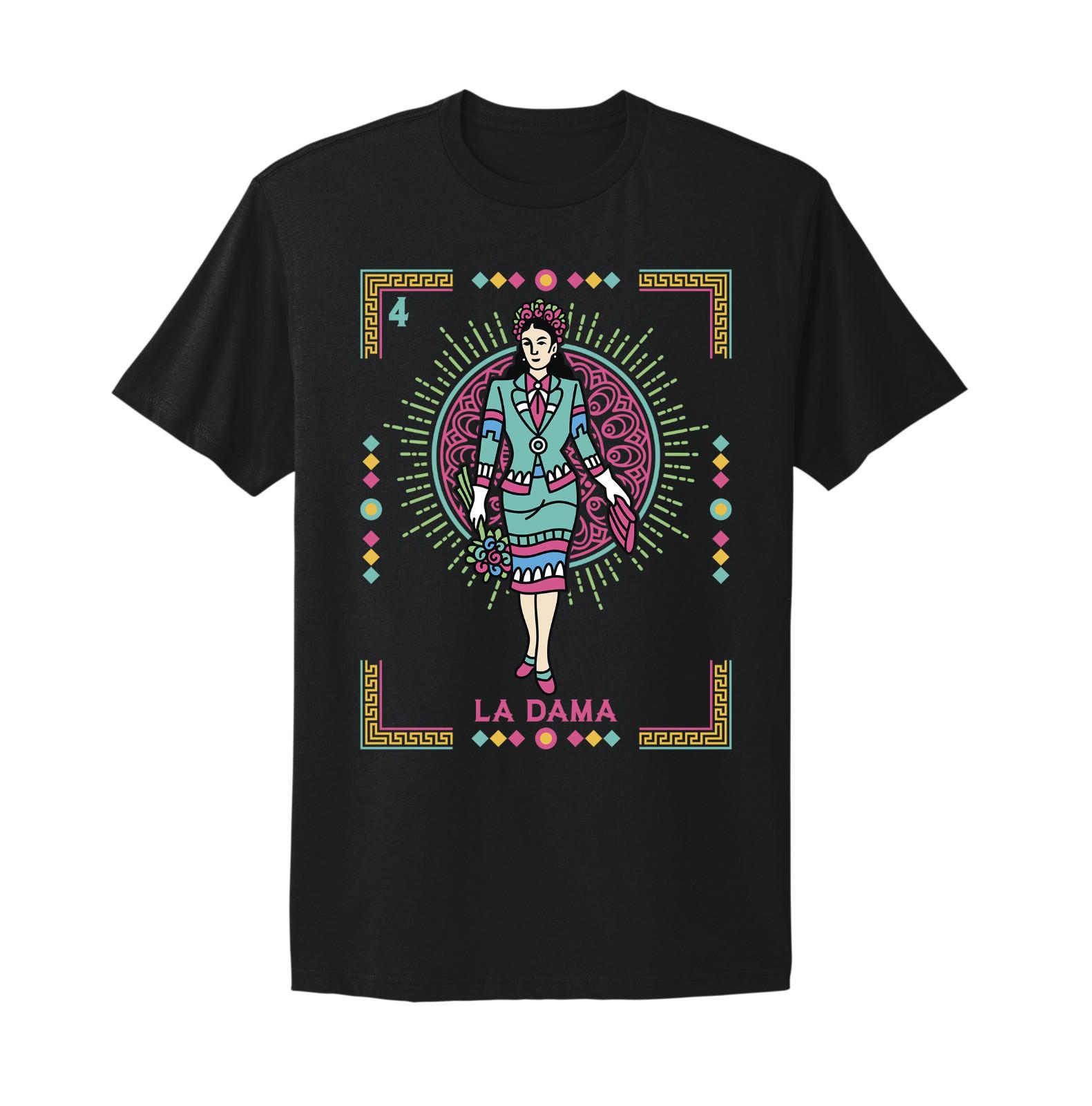 La Dama Tarjeta Loteria Mexican Bingo T-Shirt Mens Womens Tees Top 4XL