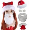 Santa Suit Christmas Santa Clauses Costume for Men Women 3/4Pcs Santas Costume Outfits Funny Bear Hat Glasses Gloves