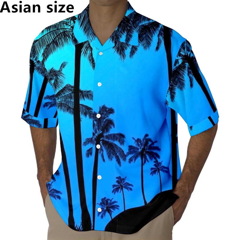2026 Herrenhemden 3D-Druck Meeresküste Kokosnussdruck Kurzarm Hemd mit Knöpfen Sommer Mode Lässig Urlaubs Bluse Für Unisex Oberteile