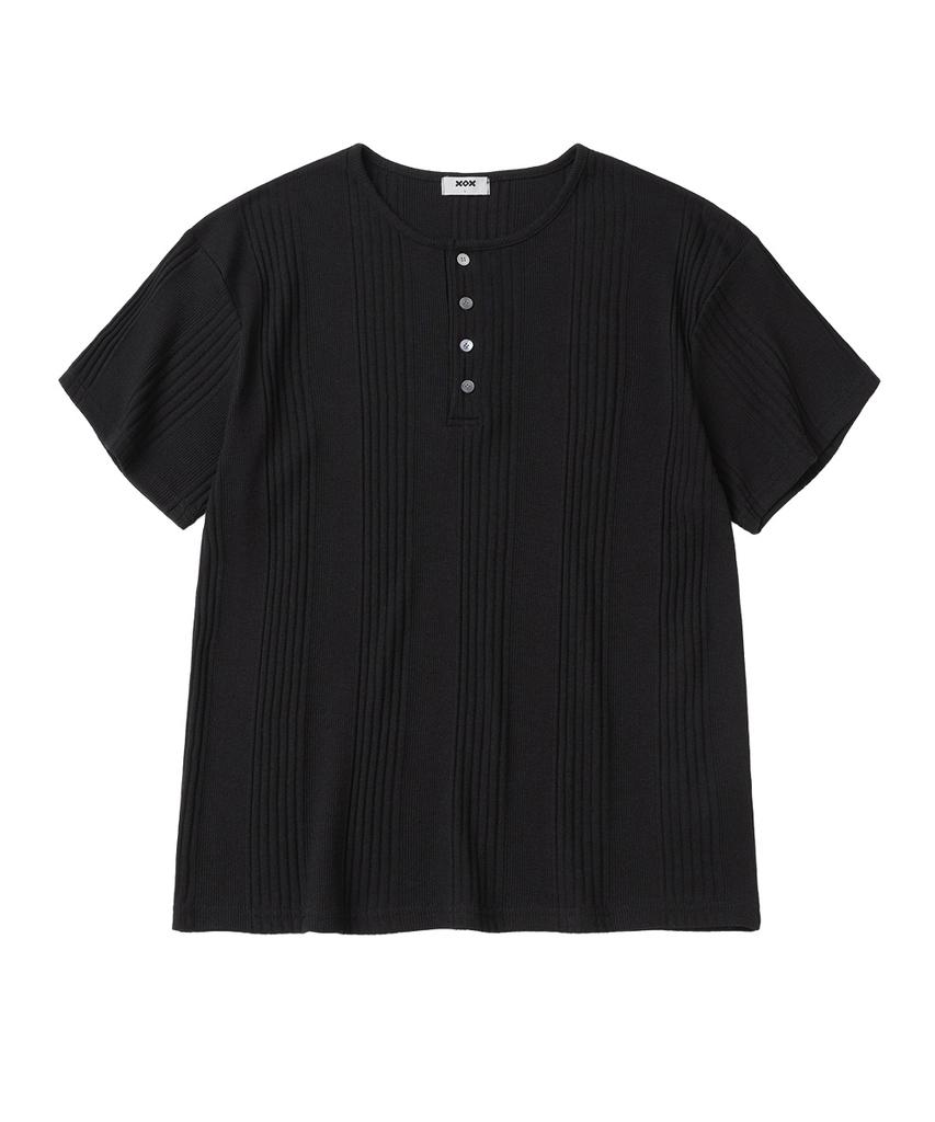 XOX Ribbed Henley Neck Short Sleeve T-Shirt (3 Colors)