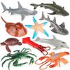 Marine Animal Simulation Model Figures: Shark, Dolphin, Hammerhead, Crab, Squid, Starfish for Kids' Education