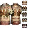 Men's Caregiver Uniform Top with Christmas Print Short Sleeve V-Neck and Pockets