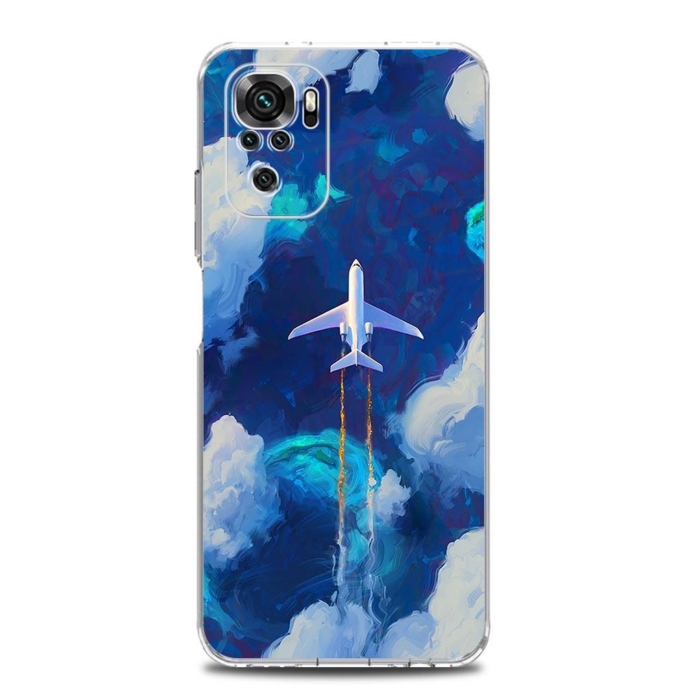 Phone Case For Xiaomi Redmi Note 14 13 12 4G 9S 9 10 11 Pro Plus 5G 14C 13C 12C 10C 9A Clear TPU Cover Aircraft Plane Airplane