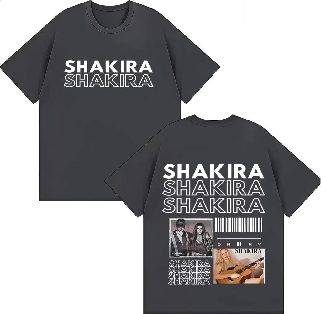 Trendy Singer Shakiras World Tour 2026 Spring Summer Fashion Print Pure Cotton Casual Tshirt Suitable for Both Men and Women
