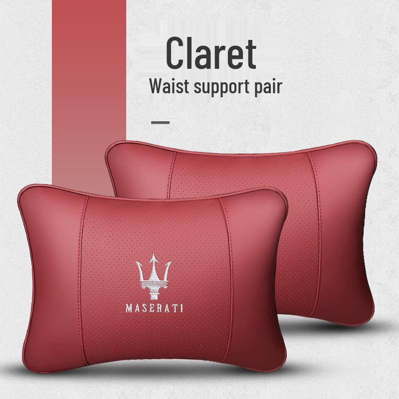 Maserati Car Headrest Neck Pillow & Lumbar Cushion for Ghibli, Quattroporte, Levante