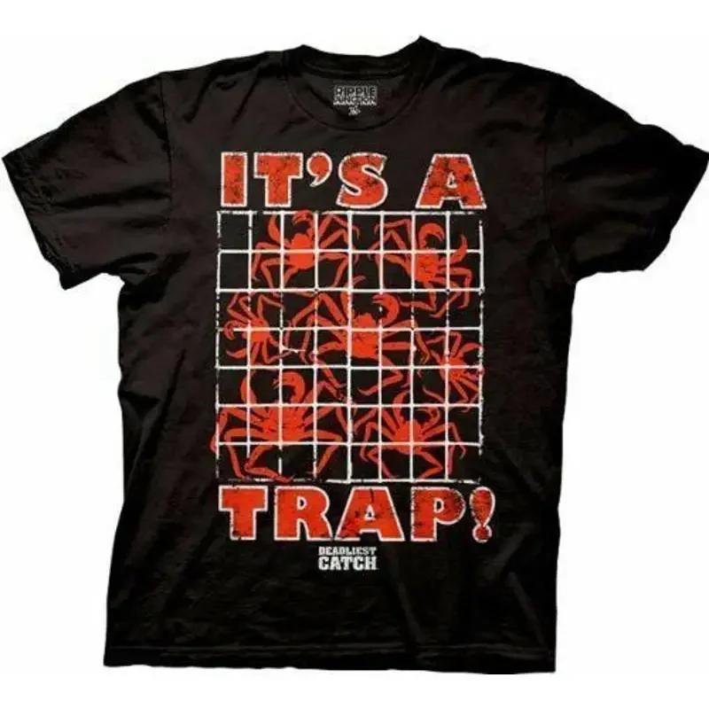 Erwachsene Unisex Schwarz Deadliest Catch It S A Trap Krabbe Used Look T-Shirt Tee