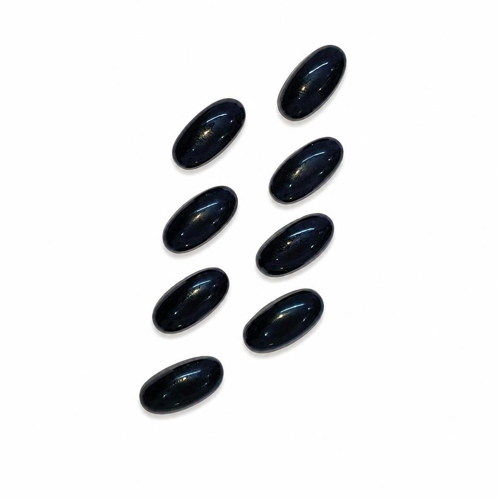 Black Onyx Oval Cabochon Lot of 8, Natural Black Onyx Gemstones, Matching Cabochon Set for Jewelry Making