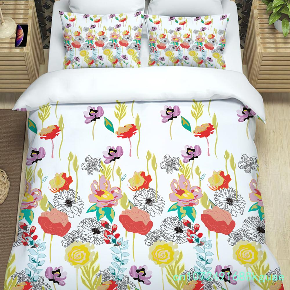 3pcs Bedding Set Fantasy Flower Lavender Plant Purple Home Textile Duvet Cover Pillow Case Boy Kid Teen Girl Bedding Covers Set