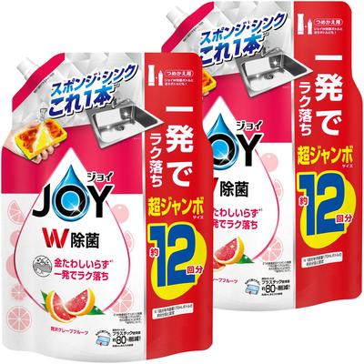 Joy Double Disinfecting Dishwashing Luxurious Grapefruit Extra 1550mL X 2 Bags Detergent, Scent, Refill, Jumbo,