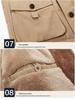 Winter 13029 Men's Mid-Length Fleece-Lined Cotton Coat, Plus Size, Multi-Pocket, for Middle-Aged & Elderly