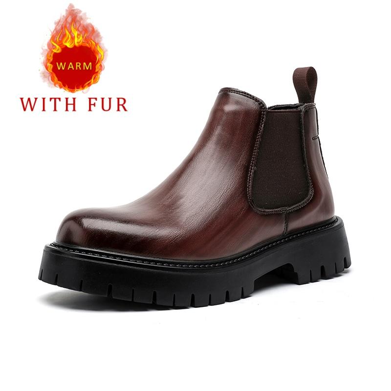 Autumn and Winter Thick Soled Men's Boots Retro Designer Style Outdoor Leisure Party Daily Business and Office Warm Shoes Hot